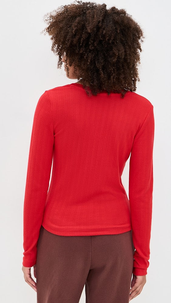Z-Supply Holly Pointelle Long Sleeve Top - Festive Red