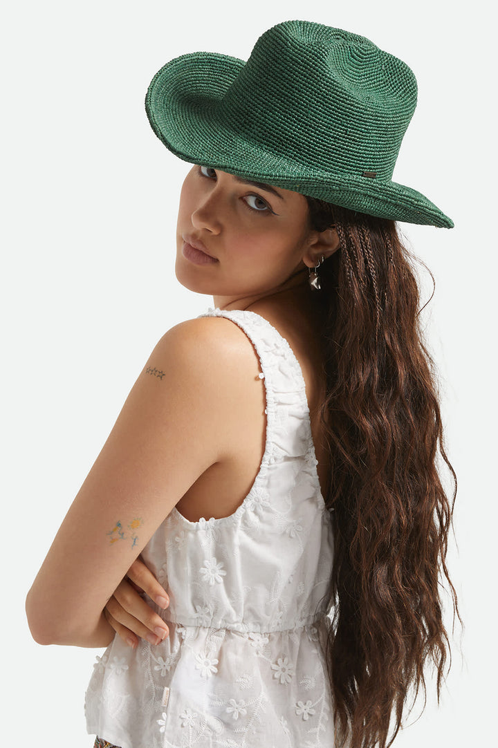 Brixton Women's Odessa Straw Packable Cowboy Hat - Primal Green - Sun Diego Boardshop