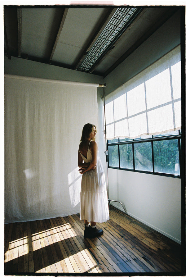 Rhythm Classic Tiered Midi Dress - WHITE - Sun Diego Boardshop