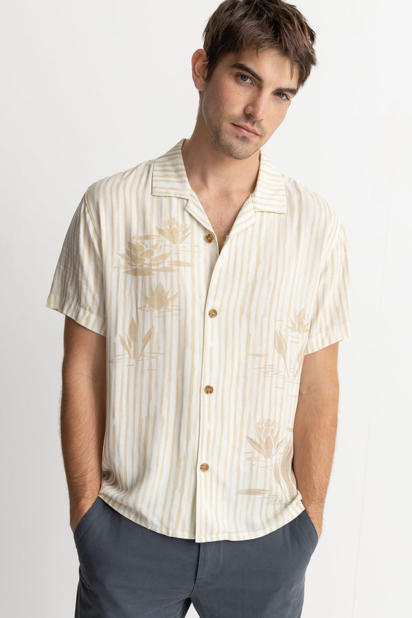Rhythm Lily Stripe Cuban Ss Shirt - Camel - Sun Diego Boardshop