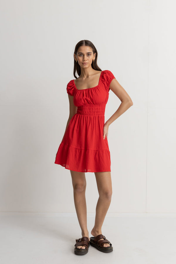 Rhythm Raya Cap Sleeve Mini Dress - Red Sand - Sun Diego Boardshop