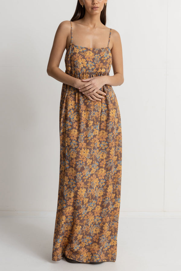 Rhythm Oasis Floral Maxi Dress - CHOCOLATE - Sun Diego Boardshop