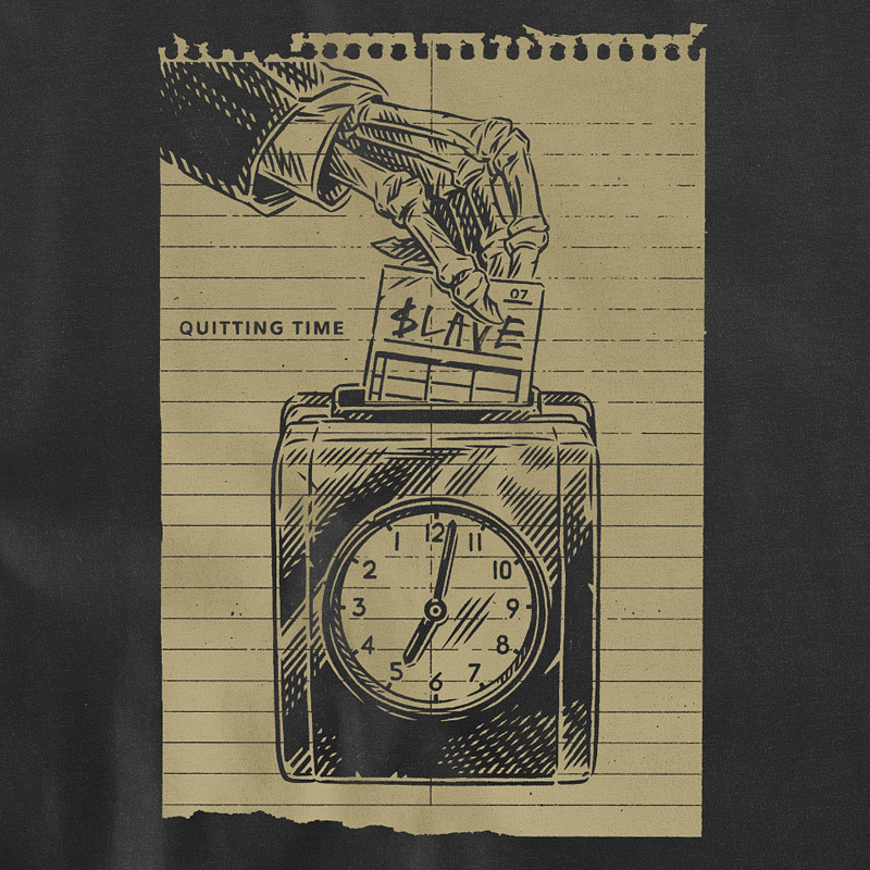 Slave Quit Clock Tshirt - ANTIQUE BLACK - Sun Diego Boardshop