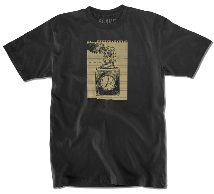 Slave Quit Clock Tshirt - ANTIQUE BLACK - Sun Diego Boardshop