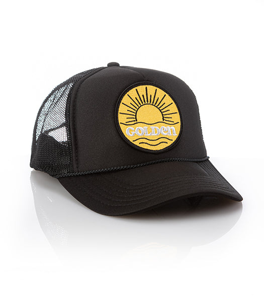 Local Beach Golden Patch Trucker Hat - Black - Sun Diego Boardshop
