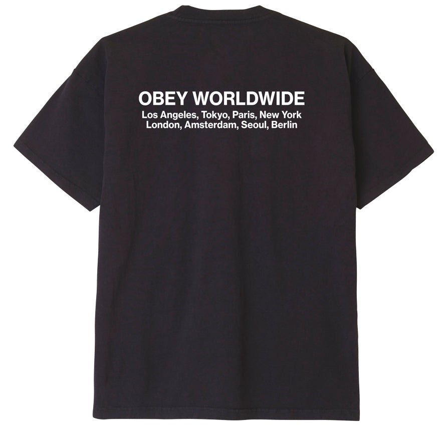 Obey Worldwide Cities Heavyweight T-Shirt - Off Black - Sun Diego Boardshop
