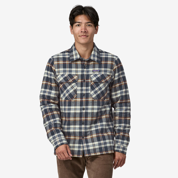 Patagonia Men's Insulated Organic Cotton Midweight Fjord Flannel Shirt - Finn Fields: New Navy - Sun Diego Boardshop