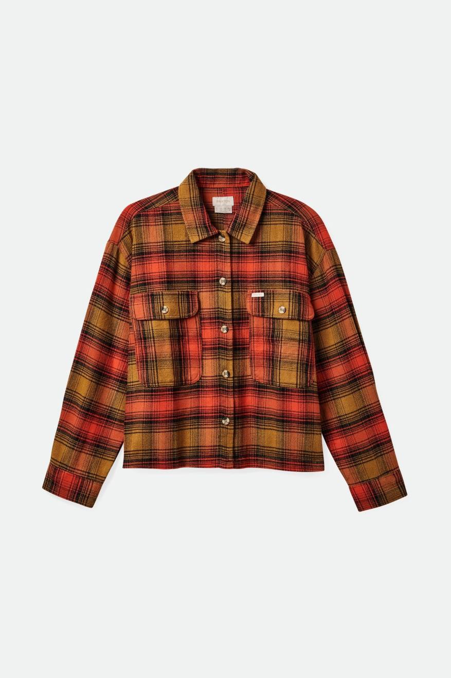 Brixton Bowery Women's L/S Flannel - Washed Copper/Barn Red - Sun Diego Boardshop
