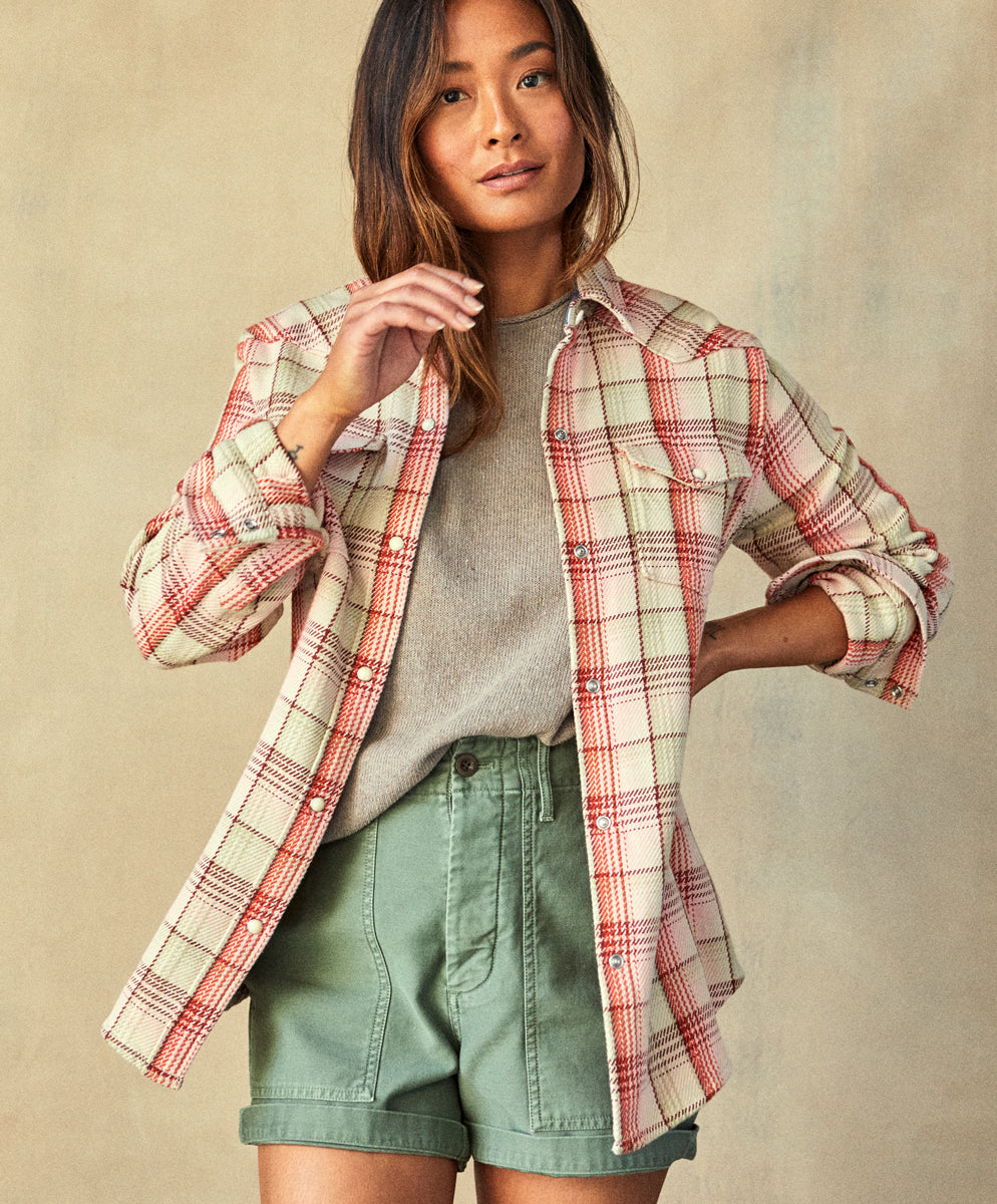 Outerknown  Westerly Blanket Shirt - MOMENTO PINK TOPO PLAID - Sun Diego Boardshop