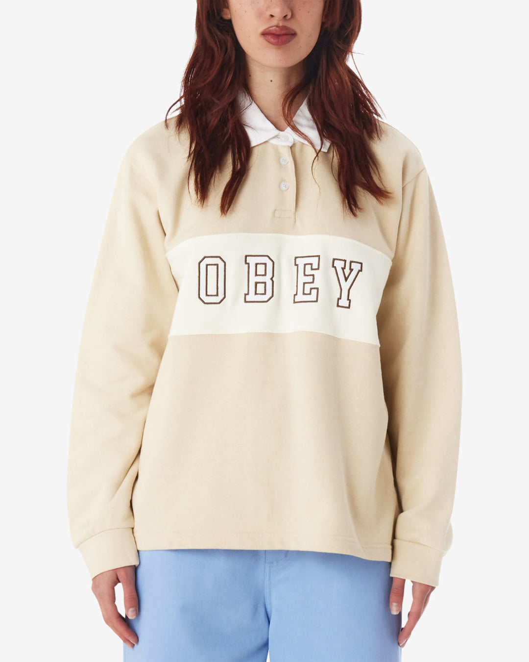 Obey Rosewood Rugby LS Polo - OYSTER GREY - Sun Diego Boardshop