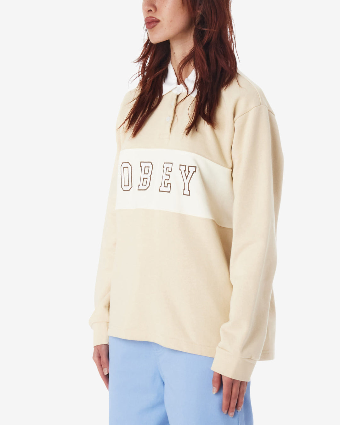 Obey Rosewood Rugby LS Polo - OYSTER GREY - Sun Diego Boardshop