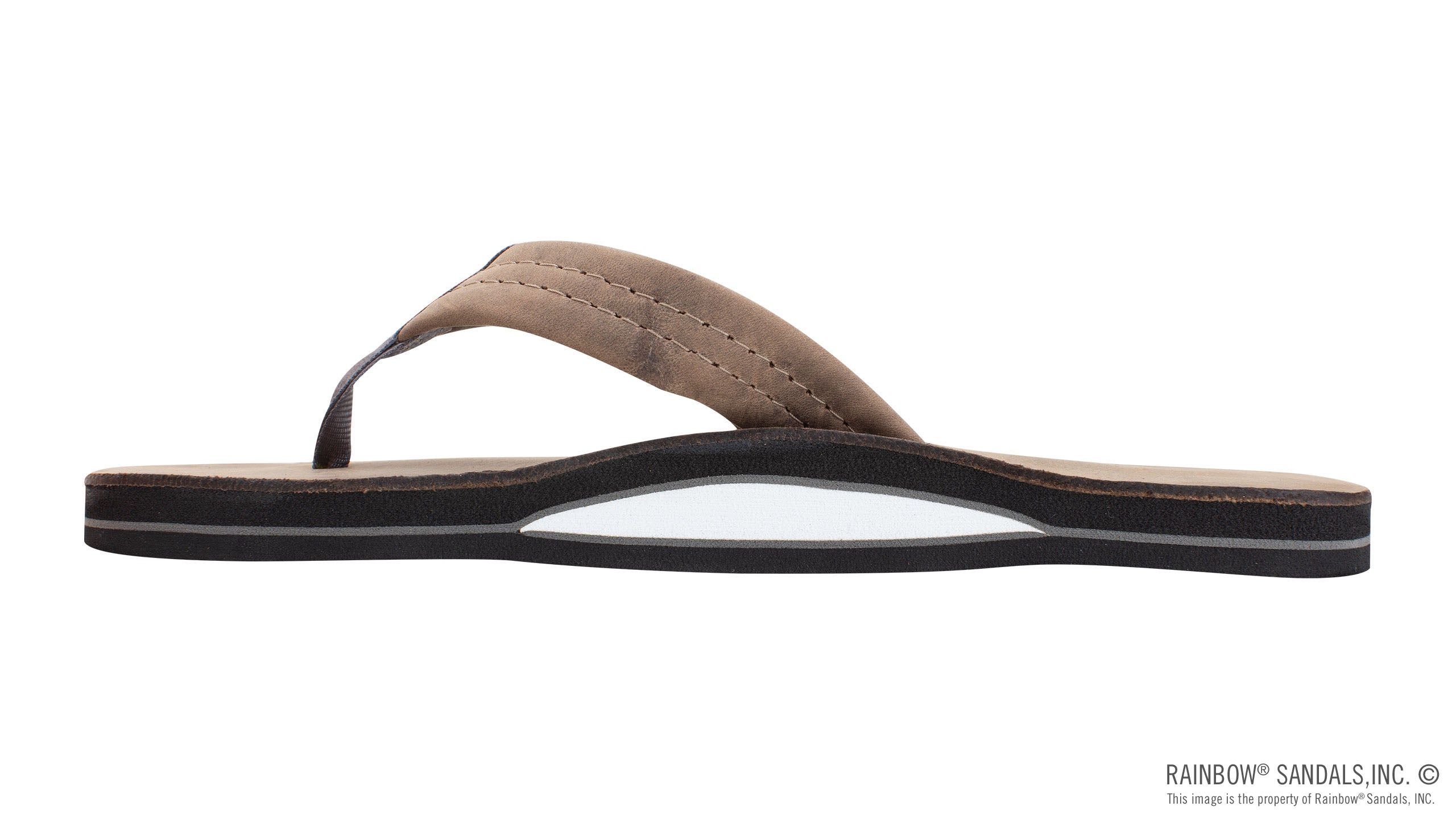 Rainbow Luxury Leather Single Layer Arch Support Stone Grey