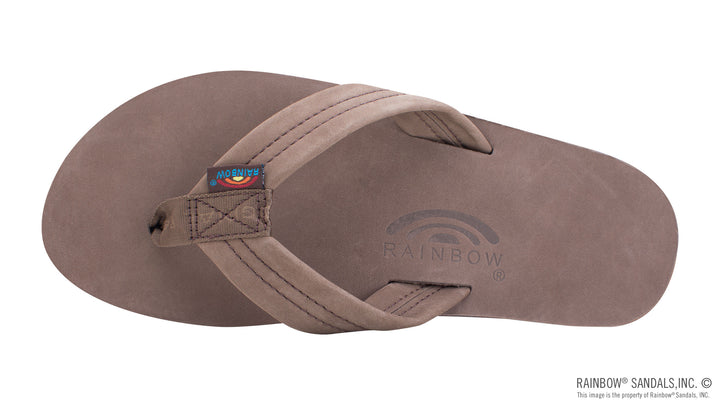 Rainbow Single Layer Premier Leather With Arch Support 1" Strap - Expresso (Top)
