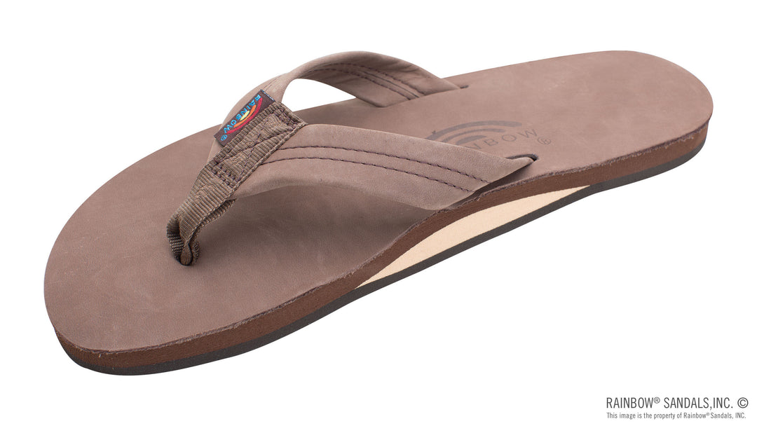 Rainbow Single Layer Premier Leather With Arch Support 1" Strap - Expresso - Sun Diego Boardshop