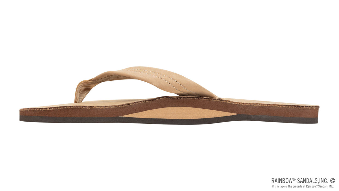 Rainbow Single Layer Premier Leather With Arch Support 1" Strap - Sierra Brown - Sun Diego Boardshop