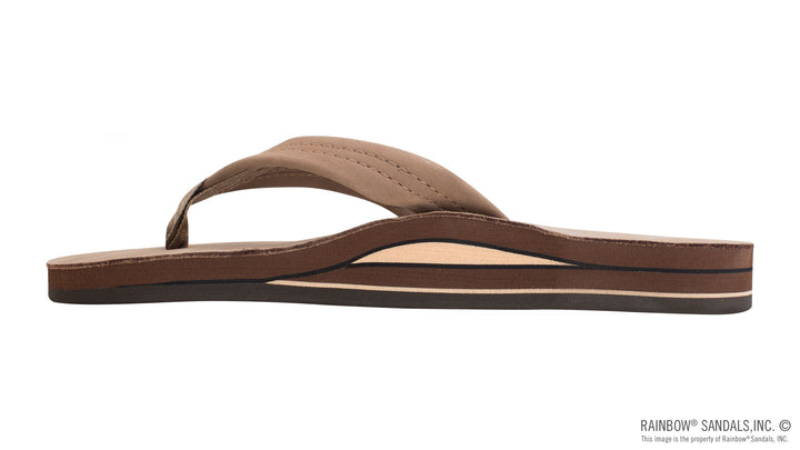 Rainbow Double Layer Premier Leather With Arch Support - Dark Brown (Side)