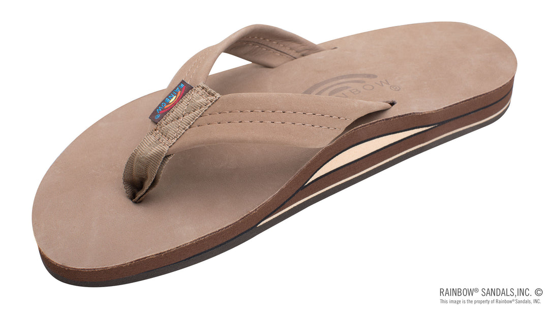 Rainbow Double Layer Premier Leather With Arch Support - Dark Brown