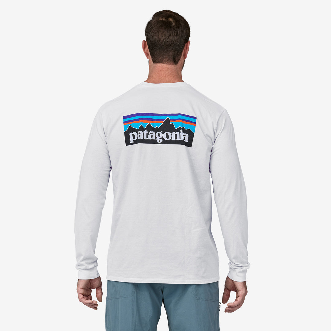 Patagonia Men's Long-Sleeved P-6 Logo Responsibili-Tee - White - Sun Diego Boardshop
