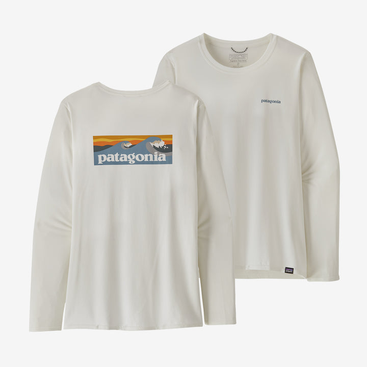 Patagonia Long-Sleeved Capilene Cool Daily Graphic Shirt - Waters - Boardshort Logo Light Plume Grey: White - Sun Diego Boardshop