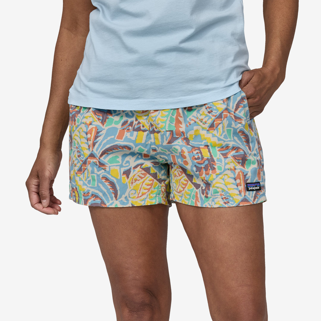 Patagonia Women's Funhoggers Cotton Shorts - 4" - Thriving Planet:Lago Blue (Front)