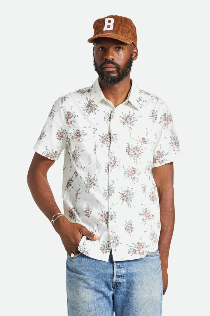 Brixton Wayne Stretch Short Sleeve Woven Shirt - Offwhitewildfloral - Sun Diego Boardshop