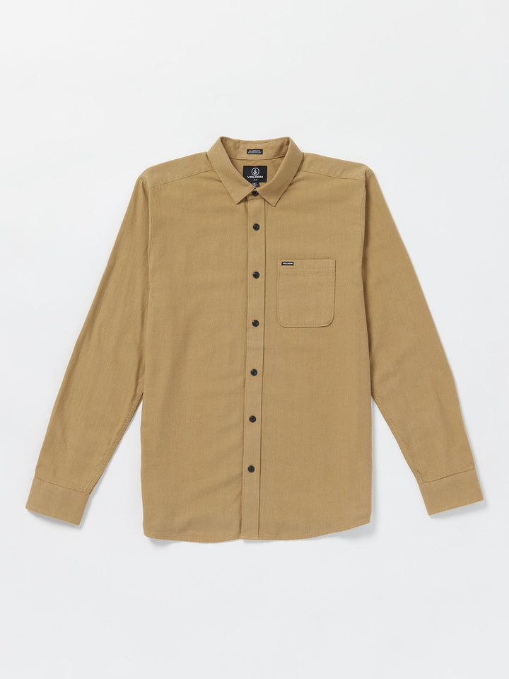 Volcom Caden Solid Long Sleeve Shirt - Dark Khaki - Sun Diego Boardshop