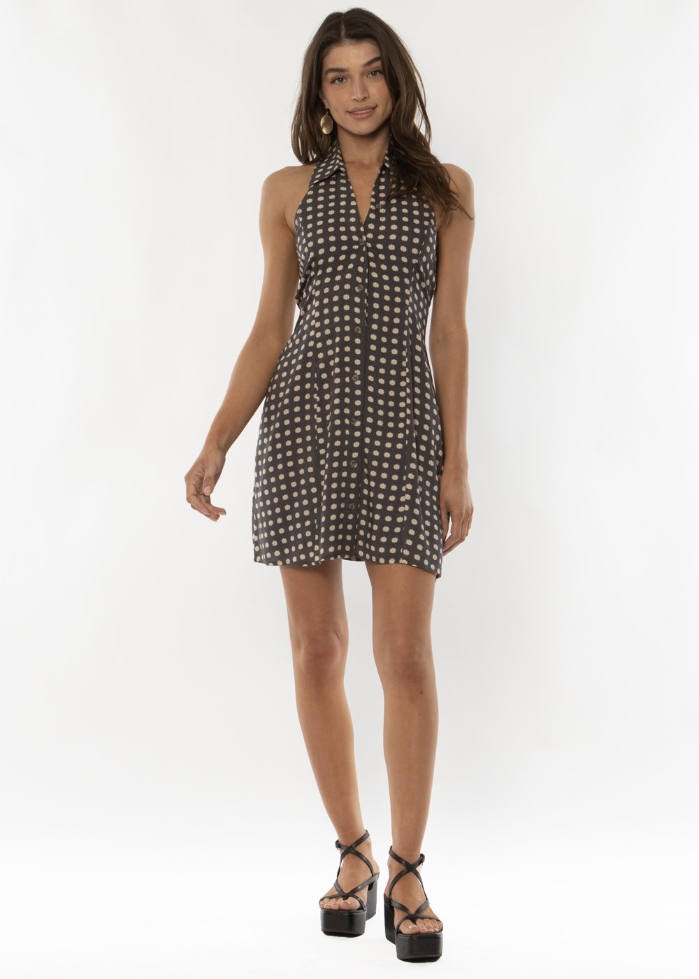 Amuse Society Lolita Woven Halter Dress - BLACK FADE - Sun Diego Boardshop