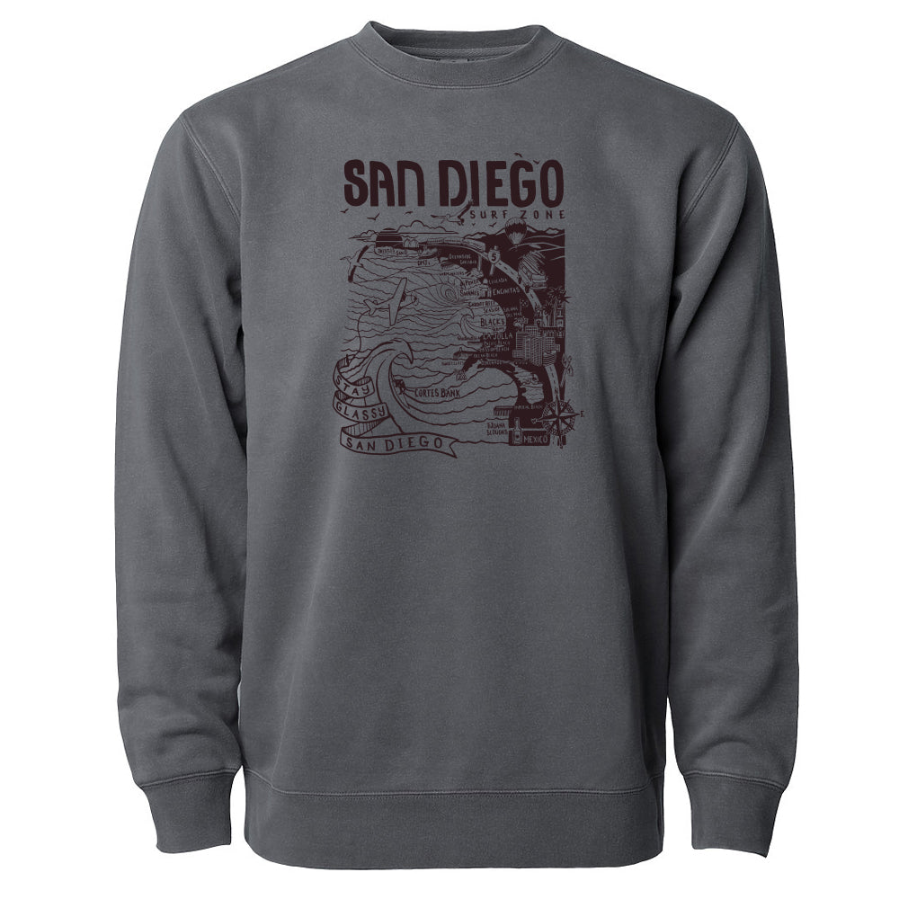 Sun Diego Women's SD Map Sweatshirt - Black/Tonal - Sun Diego Boardshop