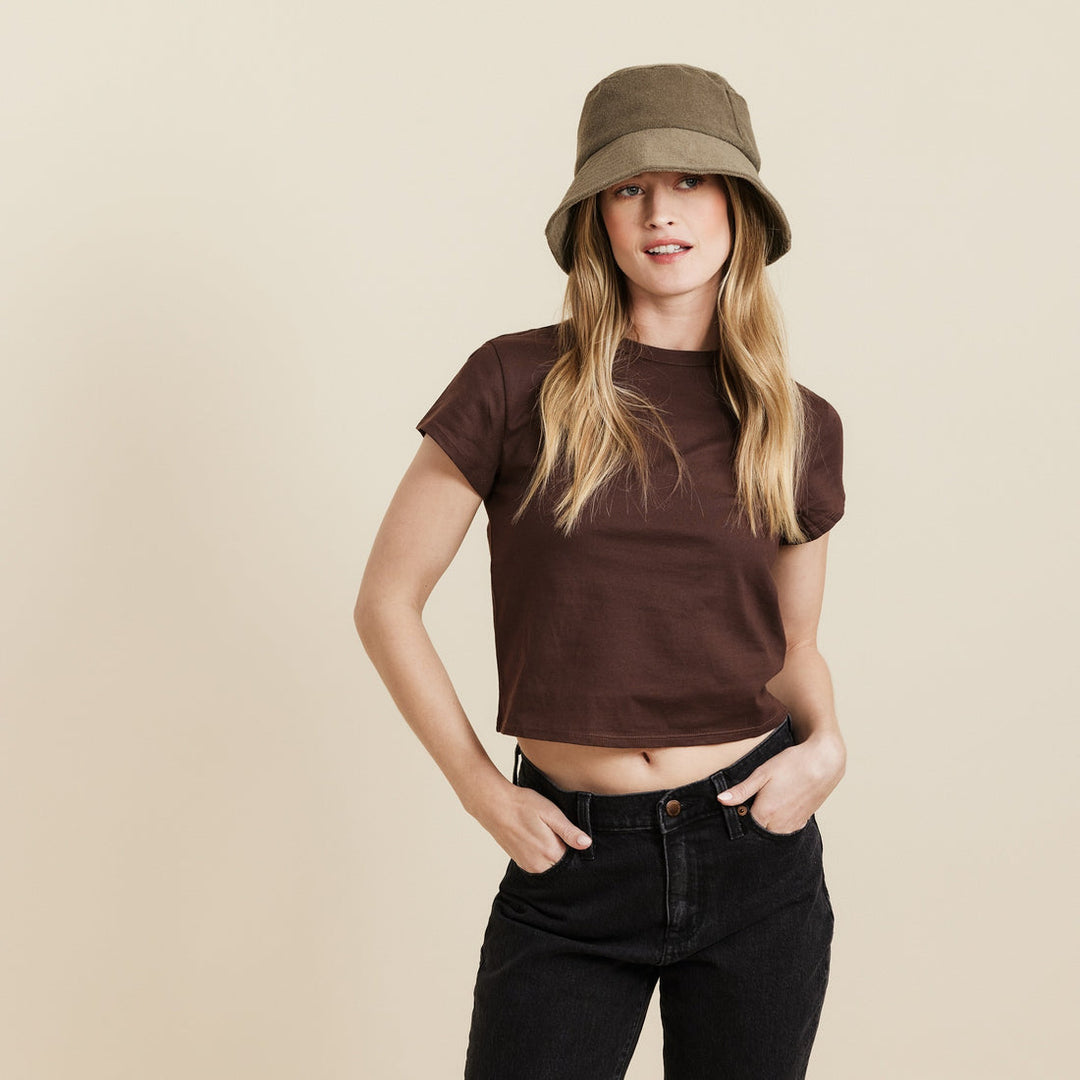 Hemlock Hat Co. Marina Bucket - Olive (Front Female)