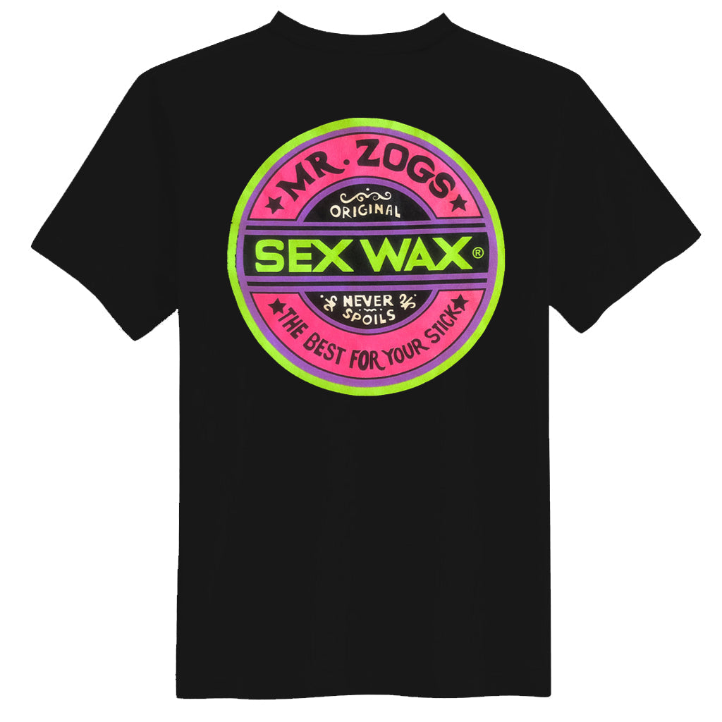 Mr. Zog's Sexwax Fluoro Men's Short Sleeve Tee - Black (Back)
