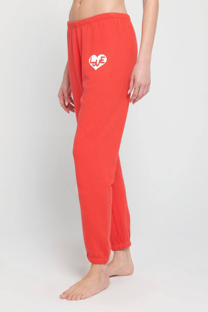 Spiritual Gangster Heart Luna Sweatpant - Ruby Red - Sun Diego Boardshop