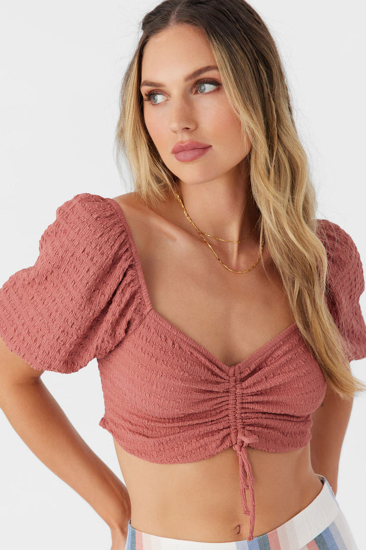 O'Neill Polly Textured Knit Crop Top - Canyon Rose - Sun Diego Boardshop