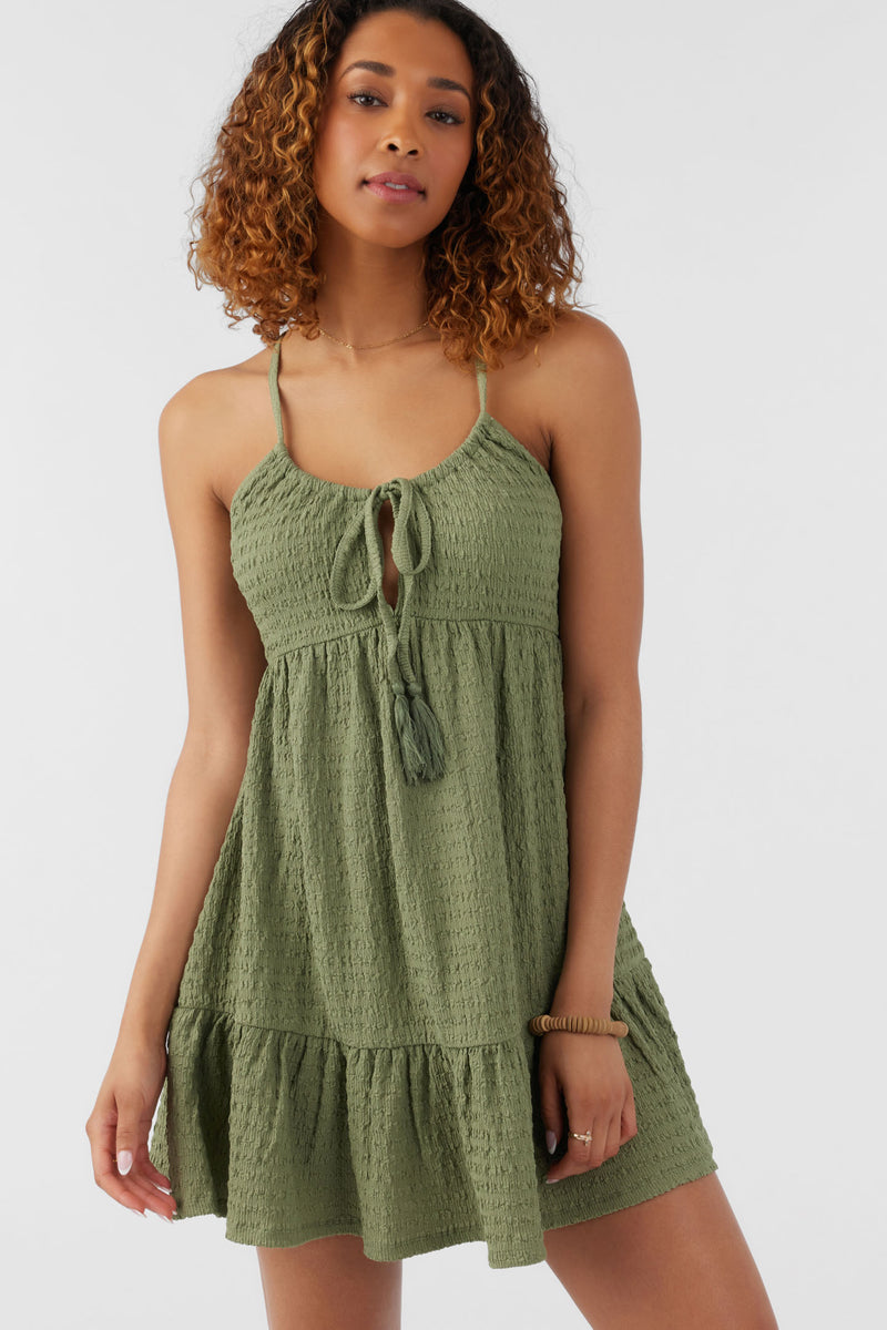 O'Neill Saige Textured Knit Short Dress - Oil Green - Sun Diego Boardshop