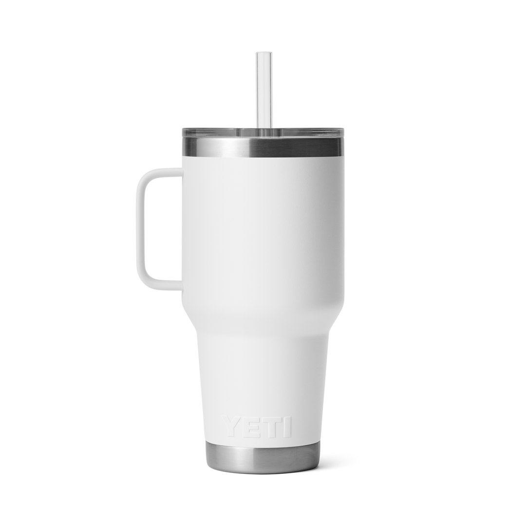 Yeti Rambler 35oz Mug with Straw Lid - White (Back)