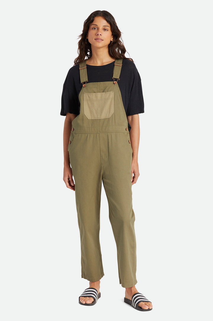 Brixton Christina Crop Overall - Military Olive