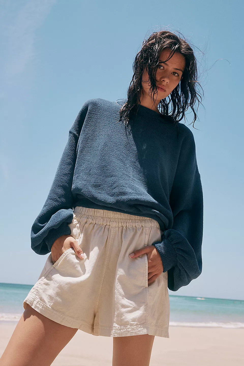 Free People Get Free Poplin Pull-On Shorts - NILLA CREAM - Sun Diego Boardshop