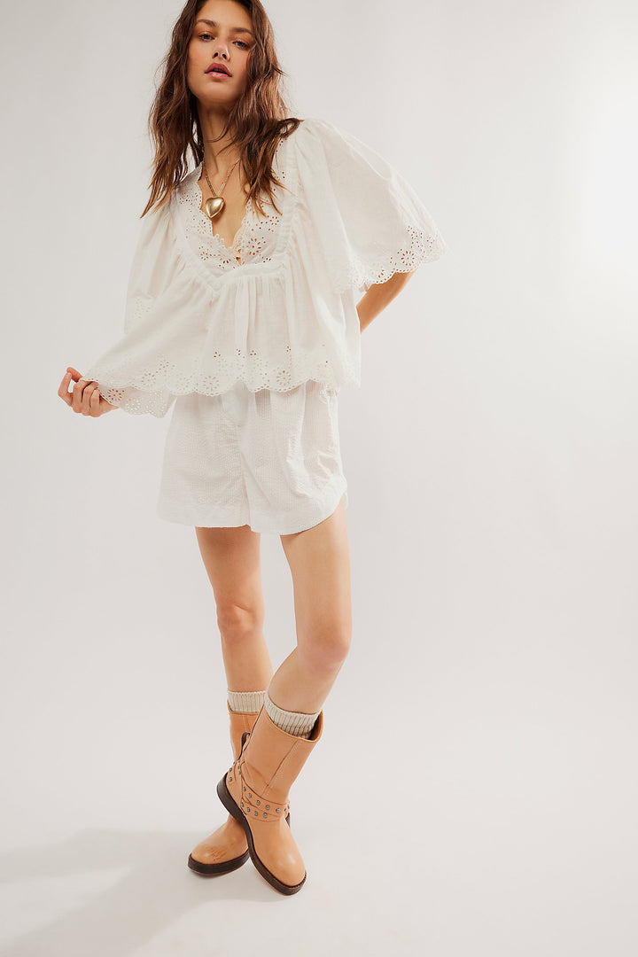 Free People Costa Eyelet Top - Bright White - Sun Diego Boardshop