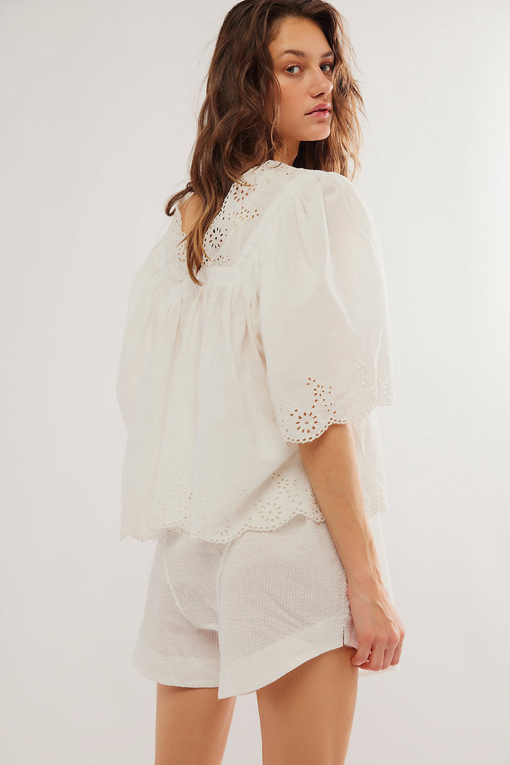 Free People Costa Eyelet Top - Bright White - Sun Diego Boardshop