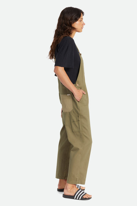 Brixton Christina Crop Overall - Military Olive - Side